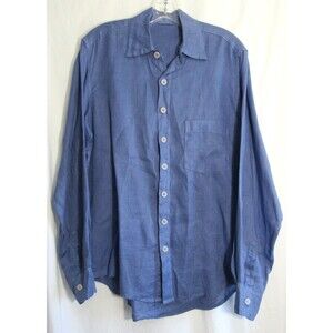 CP Shades Blue Linen Long Sleeve Button Down Shirt Size XS EUC